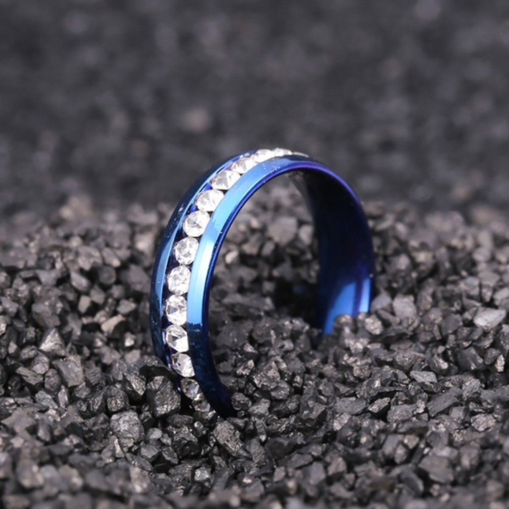 Blue Stainless Steel Men's Wedding Band Ring Set